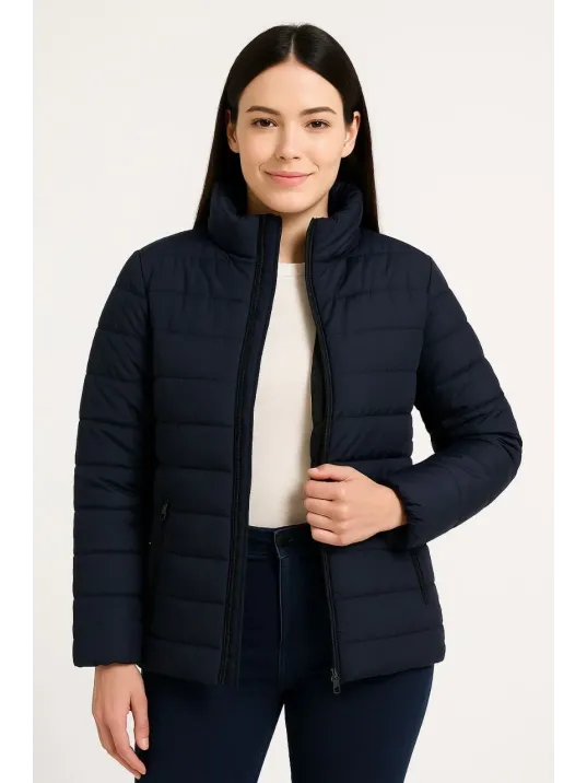 Kadın Bomber Mont Ceket – Su İtici Kumaş, Kapitone Astarlı, Fermuarlı, Kışlık - Lacivert Kadın Bomber Mont Ceket – Su İtici Kumaş, Kapitone Astarlı, Fermuarlı, Kışlık - Lacivert