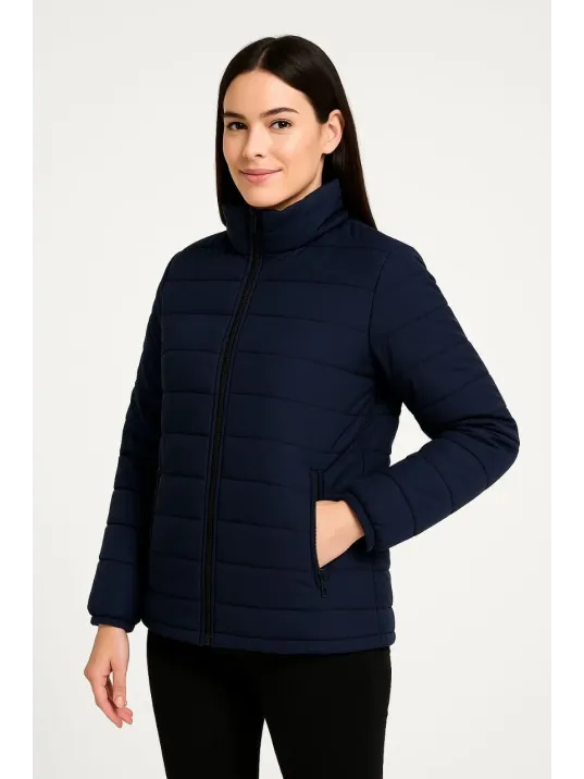 Kadın Bomber Mont Ceket – Su İtici Kumaş, Kapitone Astarlı, Fermuarlı, Kışlık - Lacivert Kadın Bomber Mont Ceket – Su İtici Kumaş, Kapitone Astarlı, Fermuarlı, Kışlık - Lacivert