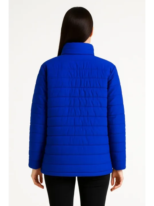 Kadın Bomber Mont Ceket – Su İtici Kumaş, Kapitone Astarlı, Fermuarlı, Kışlık - Saks Mavisi