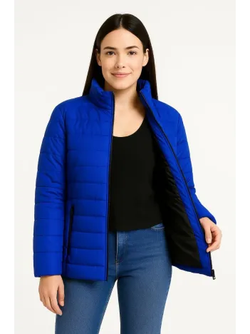 Kadın Bomber Mont Ceket – Su İtici Kumaş, Kapitone Astarlı, Fermuarlı, Kışlık - Saks Mavisi Kadın Bomber Mont Ceket – Su İtici Kumaş, Kapitone Astarlı, Fermuarlı, Kışlık - Saks Mavisi