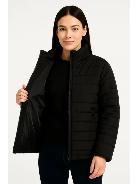 Kadın Bomber Mont Ceket – Su İtici Kumaş, Kapitone Astarlı, Fermuarlı, Kışlık - Siyah Kadın Bomber Mont Ceket – Su İtici Kumaş, Kapitone Astarlı, Fermuarlı, Kışlık - Siyah