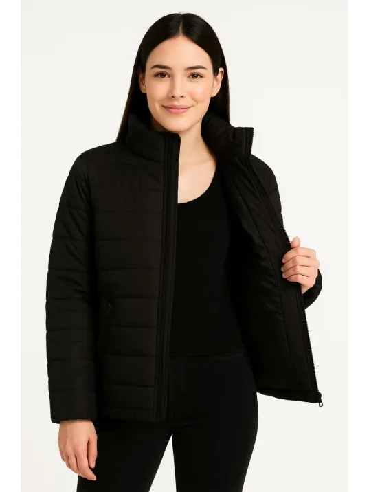 Kadın Bomber Mont Ceket – Su İtici Kumaş, Kapitone Astarlı, Fermuarlı, Kışlık - Siyah Kadın Bomber Mont Ceket – Su İtici Kumaş, Kapitone Astarlı, Fermuarlı, Kışlık - Siyah