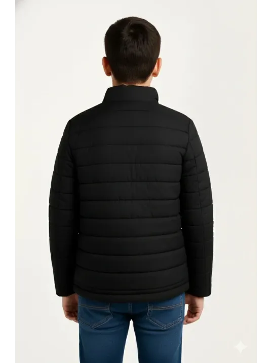 Erkek Çocuk Şişme Mont Hafif Ve Sıcak Tutucu Kışlık Fermuarlı Su İtici Rahat Günlük Mont Kapüşonuz Modern Tasarım - Siyah Erkek Çocuk Şişme Mont Hafif Ve Sıcak Tutucu Kışlık Fermuarlı Su İtici Rahat Günlük Mont Kapüşonuz Modern Tasarım - Siyah