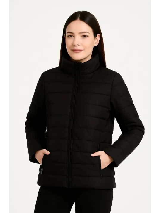 Kadın Bomber Mont Ceket – Su İtici Kumaş, Kapitone Astarlı, Fermuarlı, Kışlık - Siyah Kadın Bomber Mont Ceket – Su İtici Kumaş, Kapitone Astarlı, Fermuarlı, Kışlık - Siyah