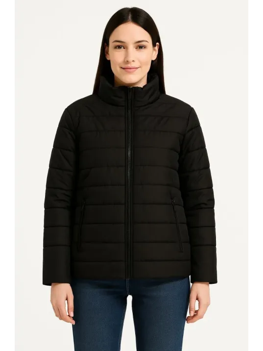 Kadın Bomber Mont Ceket – Su İtici Kumaş, Kapitone Astarlı, Fermuarlı, Kışlık - Siyah Kadın Bomber Mont Ceket – Su İtici Kumaş, Kapitone Astarlı, Fermuarlı, Kışlık - Siyah