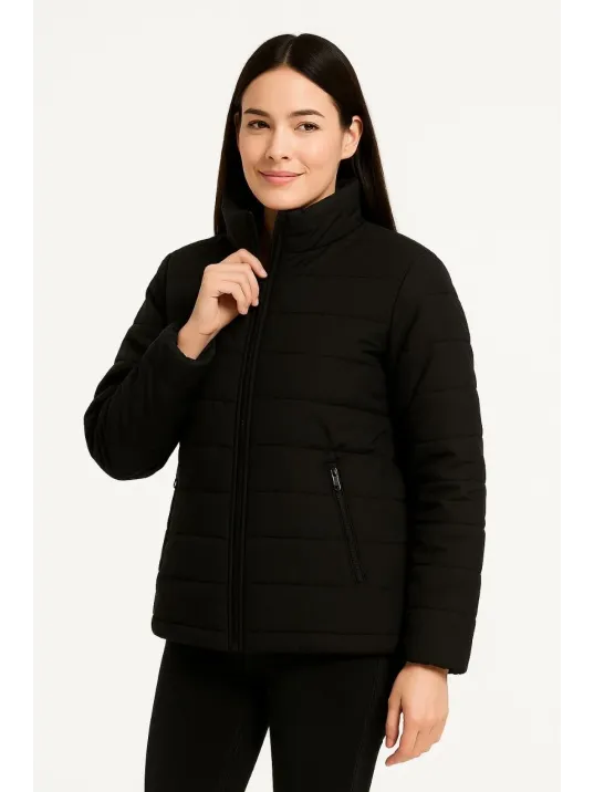 Kadın Bomber Mont Ceket – Su İtici Kumaş, Kapitone Astarlı, Fermuarlı, Kışlık - Siyah Kadın Bomber Mont Ceket – Su İtici Kumaş, Kapitone Astarlı, Fermuarlı, Kışlık - Siyah