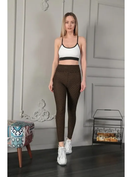 Kadın Yüksek Bel  Toparlayıcı Likralı Büzgülü Tayt - Sarı