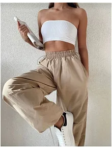 Kadın Cepli Paraşut Pantalon - Bej