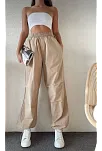 Kadın Cepli Paraşut Pantalon - Bej