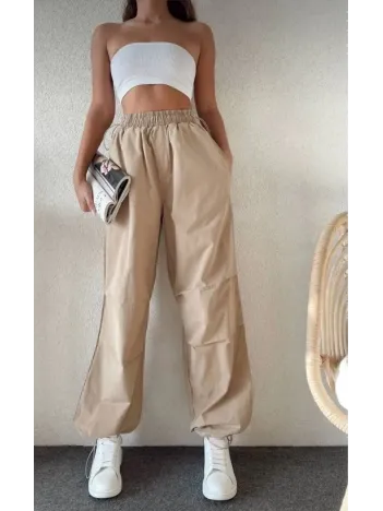 Kadın Cepli Paraşut Pantalon - Bej Kadın Cepli Paraşut Pantalon - Bej