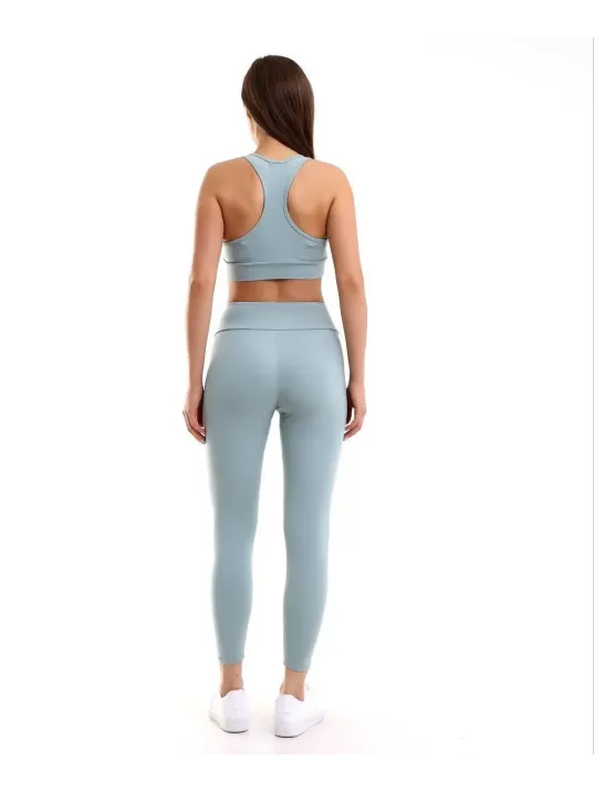 Kadın Crop Tayt İkili Spor Takımı - Gri