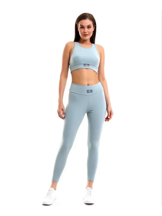 Kadın Crop Tayt İkili Spor Takımı - Gri