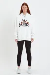 Kadın Dankes Baskılı Kapüşonlu Sweat - Beyaz Kadın Dankes Baskılı Kapüşonlu Sweat - Beyaz