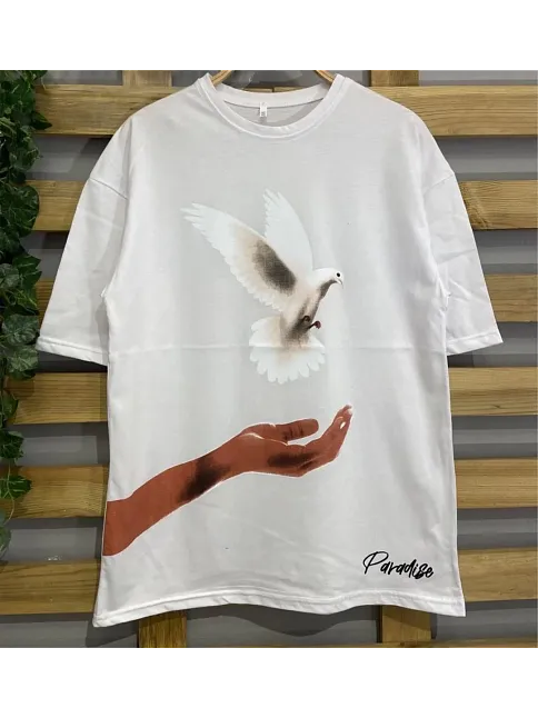 Kadın Dijital Baskılı T-shirt - Beyaz Kadın Dijital Baskılı T-shirt - Beyaz