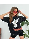 Kadın Dijital Baskılı T-shirt - Siyah