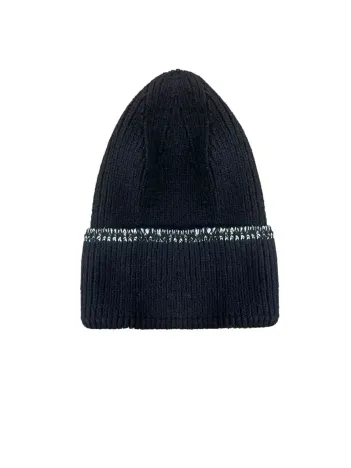 Kadın Dokuma Simli Triko Bere - Siyah Kadın Dokuma Simli Triko Bere - Siyah