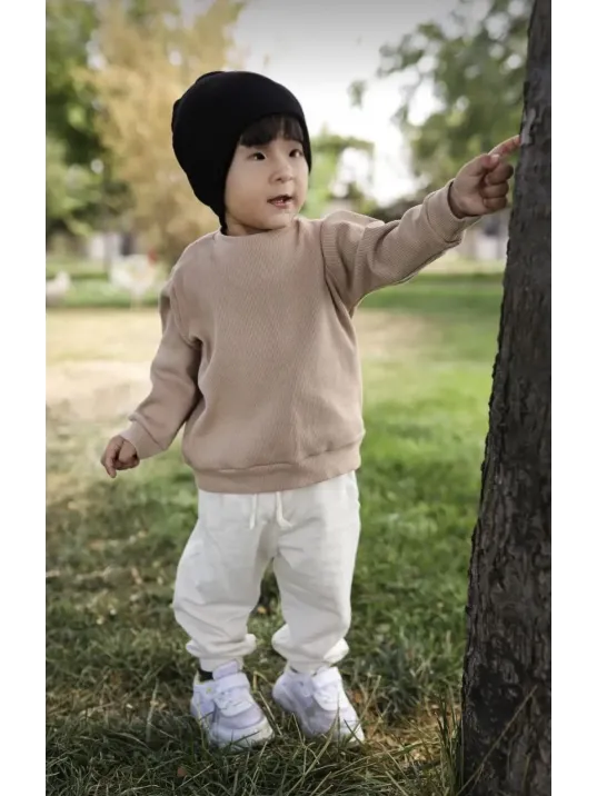 Çocuk Dokuma Triko Bere - Siyah