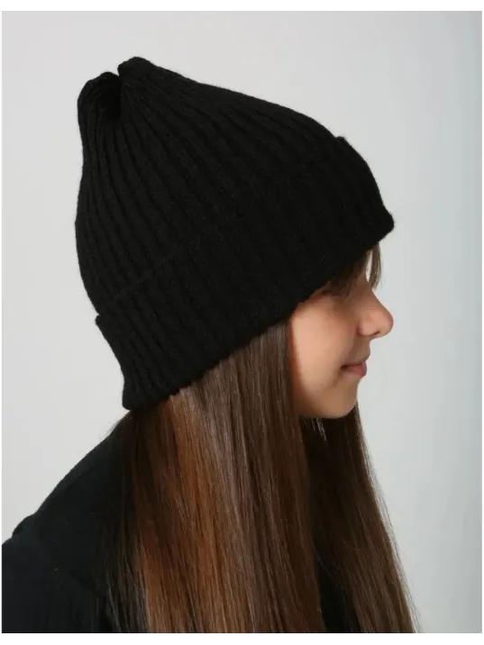 Çocuk Dokuma Triko Bere - Siyah