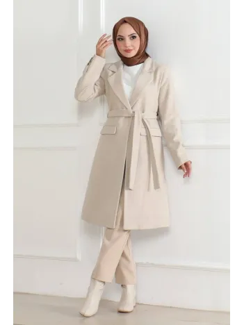 Kadın Kaşe Kaban – Uzun Boy Kruvaze Yaka, Kuşaklı Tesettür Kışlık Kaban, Astarlı Şık Yünlü Dokuma Oversize Rahat Kalıp, Cepli Modern Kaşe Mont Modeli - Bej Kadın Kaşe Kaban – Uzun Boy Kruvaze Yaka, Kuşaklı Tesettür Kışlık Kaban, Astarlı Şık Yünlü Dokuma Oversize Rahat Kalıp, Cepli Modern Kaşe Mont Modeli - Bej
