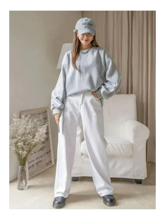 Kadın Düz Bisiklet Yaka Sweat - Gri Kadın Düz Bisiklet Yaka Sweat - Gri