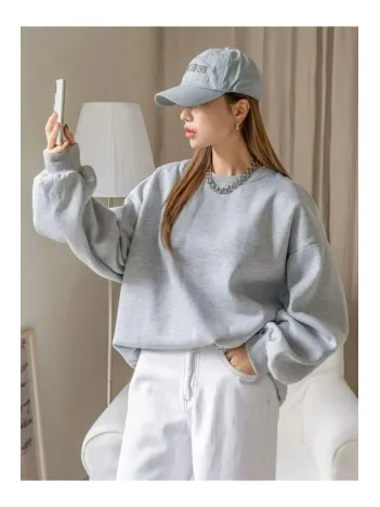 Kadın Düz Bisiklet Yaka Sweat - Gri Kadın Düz Bisiklet Yaka Sweat - Gri