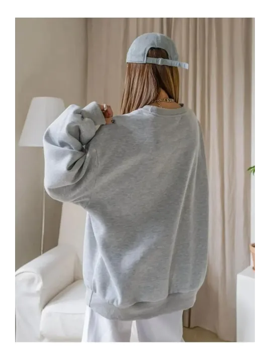 Kadın Düz Bisiklet Yaka Sweat - Gri Kadın Düz Bisiklet Yaka Sweat - Gri