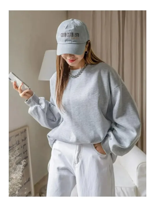 Kadın Düz Bisiklet Yaka Sweat - Gri Kadın Düz Bisiklet Yaka Sweat - Gri