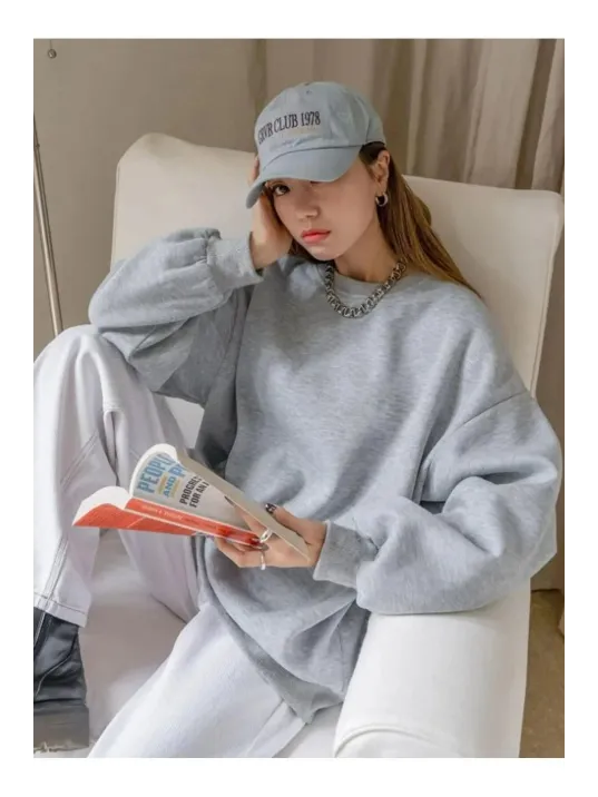 Kadın Düz Bisiklet Yaka Sweat - Gri Kadın Düz Bisiklet Yaka Sweat - Gri