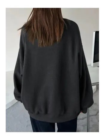 Kadın Düz Bisiklet Yaka Sweat - Siyah Kadın Düz Bisiklet Yaka Sweat - Siyah