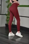 Kadın Full Likra Extra Toparlayıcı Yüksek Bel Dar Kalıp Günlük Spor Tayt - Bordo