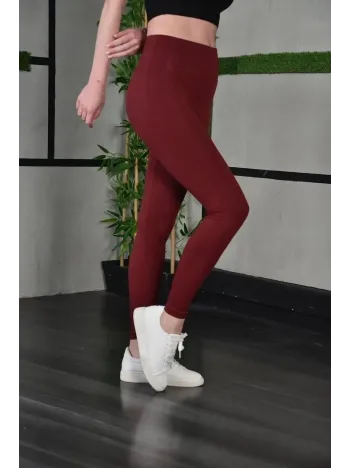 Kadın Full Likra Extra Toparlayıcı Yüksek Bel Dar Kalıp Günlük Spor Tayt - Bordo