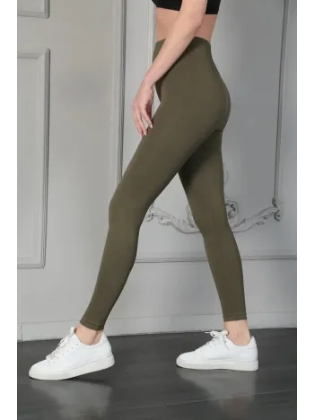 Kadın Full Likra Extra Toparlayıcı Yüksek Bel Dar Kalıp Günlük Spor Tayt - Haki