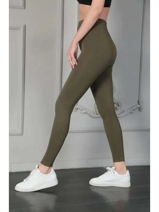 Kadın Full Likra Extra Toparlayıcı Yüksek Bel Dar Kalıp Günlük Spor Tayt - Haki
