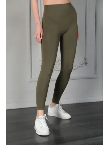 Kadın Full Likra Extra Toparlayıcı Yüksek Bel Dar Kalıp Günlük Spor Tayt - Haki