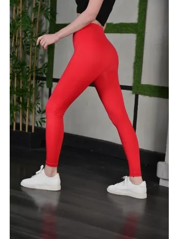 Kadın Full Likra Extra Toparlayıcı Yüksek Bel Dar Kalıp Günlük Spor Tayt - Kırmızı