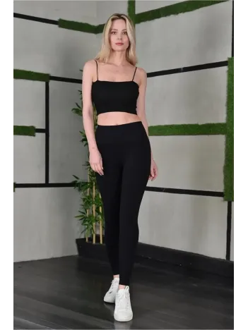 Kadın Full Likra Extra Toparlayıcı Yüksek Bel Dar Kalıp Günlük Spor Tayt - Siyah