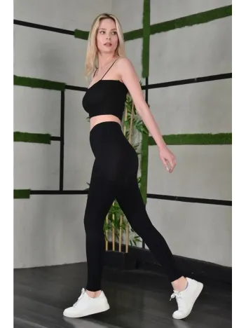 Kadın Full Likra Extra Toparlayıcı Yüksek Bel Dar Kalıp Günlük Spor Tayt - Siyah