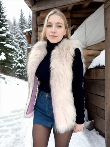 Kadın Fermuarlı Koyun Derisi Tilki Kürkü - Beyaz Kadın Fermuarlı Koyun Derisi Tilki Kürkü - Beyaz
