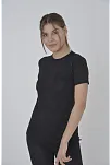 Kadın File Cepli Slim Fit T-shirt - Siyah