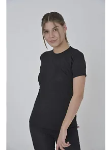 Kadın File Cepli Slim Fit T-shirt - Siyah
