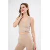 Kadın Fitilli Baskılı Crop - Bej Kadın Fitilli Baskılı Crop - Bej