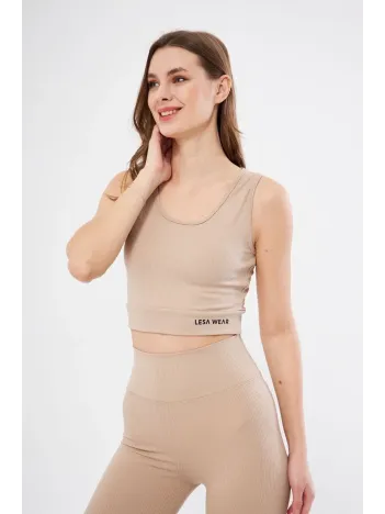 Kadın Fitilli Baskılı Crop - Bej Kadın Fitilli Baskılı Crop - Bej