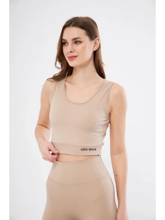 Kadın Fitilli Baskılı Crop - Bej Kadın Fitilli Baskılı Crop - Bej