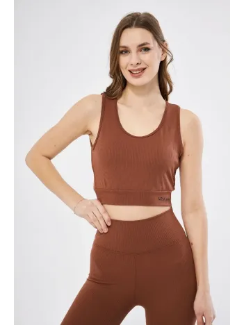 Kadın Fitilli Baskılı Crop - Kahve Kadın Fitilli Baskılı Crop - Kahve