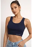 Kadın Fitilli Baskılı Crop - Lacivert