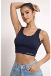 Kadın Fitilli Baskılı Crop - Lacivert