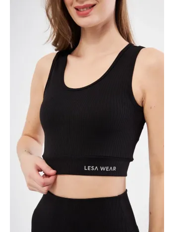 Kadın Fitilli Baskılı Crop - Siyah