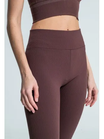 Kadın Fitilli Full Likralı Yüksek Bel Toparlayıcı Tayt Günlük Ve Spor Kullanım - Kahverengi