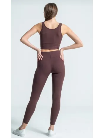 Kadın Fitilli Full Likralı Yüksek Bel Toparlayıcı Tayt Günlük Ve Spor Kullanım - Kahverengi