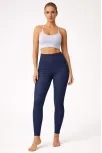 Kadın Fitilli Full Likralı Yüksek Bel Toparlayıcı Tayt Günlük Ve Spor Kullanım - Lacivert